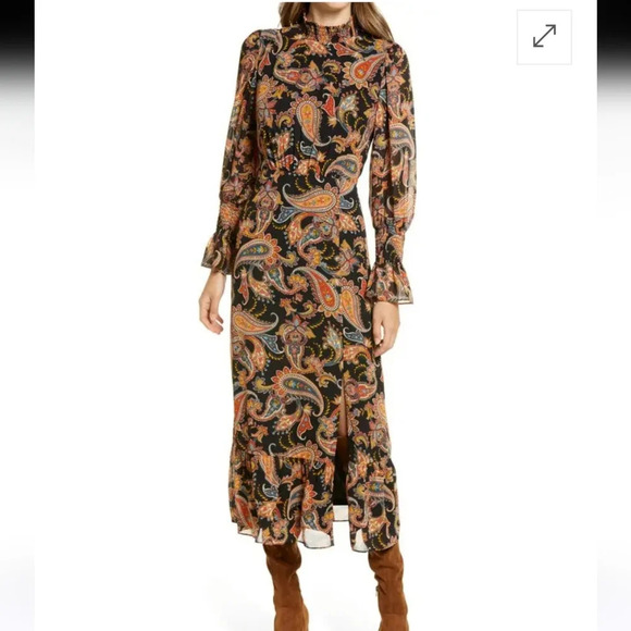 Julia Jordan Paisley Long Sleeve Midi Dress Size 2 - Picture 1 of 11